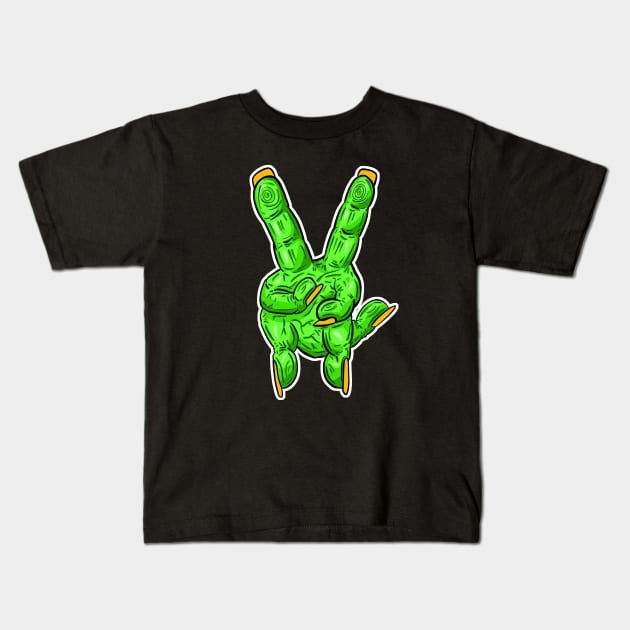 Zombie Fingers - Victory V Sign Kids T-Shirt by Squeeb Creative